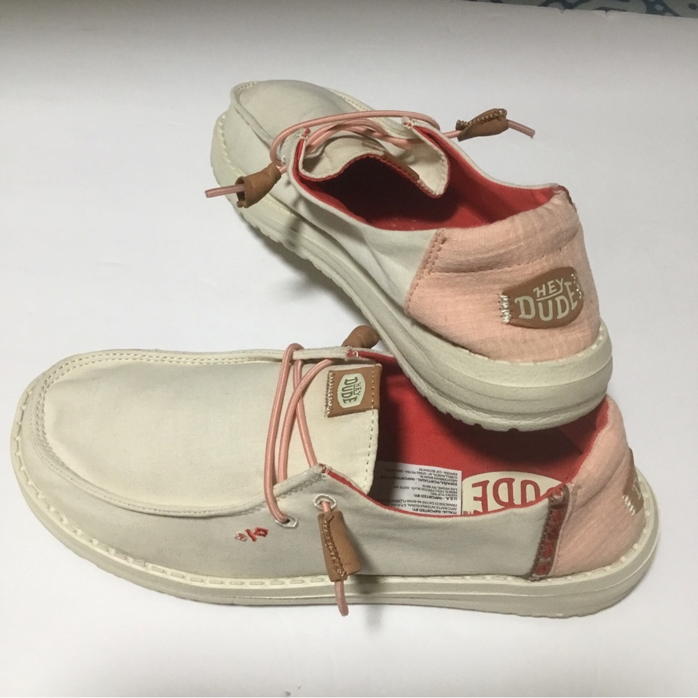 Hey Dude Wendy Chambray Boho Women's Size 9 Slip On Shoes Natural Beige